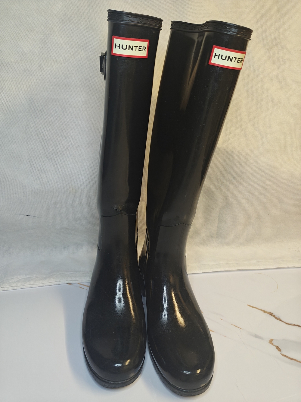 Hunter Glossy Tall Rain Boots - Black - Picture 5 of 16
